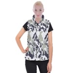 Camo Army Black White Women s Button Up Vest