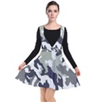 Camo Army Black White Plunge Pinafore Dress