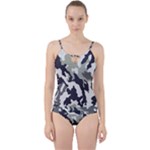 Camo Army Black White Cut Out Top Tankini Set