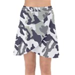 Camo Army Black White Wrap Front Skirt