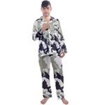 Camo Army Black White Men s Long Sleeve Satin Pajamas Set