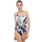 Camo Army Black White Classic One Shoulder Swimsuit