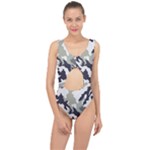 Camo Army Black White Center Cut Out Swimsuit