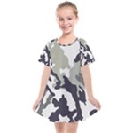 Camo Army Black White Kids  Smock Dress