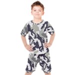 Camo Army Black White Kids  T-Shirt and Shorts Set