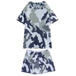 Camo Army Black White Kids  Swim T-Shirt and Shorts Set