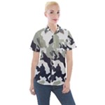 Camo Army Black White Women s Short Sleeve Pocket Shirt