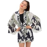 Camo Army Black White Long Sleeve Kimono