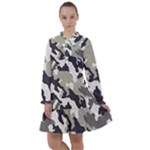 Camo Army Black White All Frills Chiffon Dress