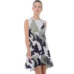 Camo Army Black White Frill Swing Dress