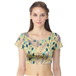 Plants Art Motif Flowers Short Sleeve Crop Top