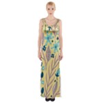 Plants Art Motif Flowers Thigh Split Maxi Dress