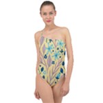 Plants Art Motif Flowers Classic One Shoulder Swimsuit