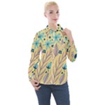 Plants Art Motif Flowers Women s Long Sleeve Pocket Shirt