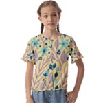 Plants Art Motif Flowers Kids  Cuff Sleeve Scrunch Bottom T-Shirt