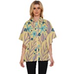 Plants Art Motif Flowers Women s Batwing Button Up Shirt