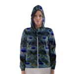 Peacock Feathers Details Women s Hooded Windbreaker