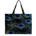 Peacock Feathers Details Zipper Mini Tote Bag