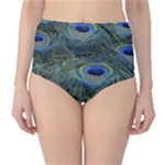 Peacock Feathers Details Classic High-Waist Bikini Bottoms