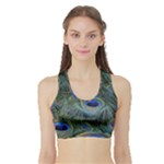 Peacock Feathers Details Sports Bra with Border