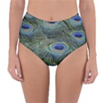 Peacock Feathers Details Reversible High-Waist Bikini Bottoms