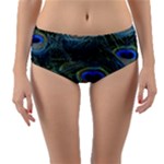 Peacock Feathers Details Reversible Mid-Waist Bikini Bottoms