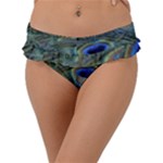 Peacock Feathers Details Frill Bikini Bottoms