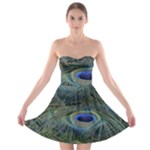 Peacock Feathers Details Strapless Bra Top Dress