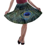 Peacock Feathers Details A-line Skater Skirt