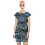 Peacock Feathers Details Cap Sleeve Bodycon Dress