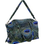 Peacock Feathers Details Canvas Crossbody Bag