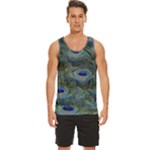 Peacock Feathers Details Men s Wide Collar Tank Top