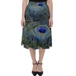 Peacock Feathers Details Classic Midi Skirt