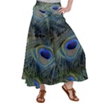 Peacock Feathers Details Women s Satin Palazzo Pants