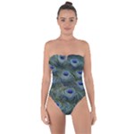 Peacock Feathers Details Tie Back One Piece Swimsuit