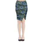 Peacock Feathers Details Midi Wrap Pencil Skirt