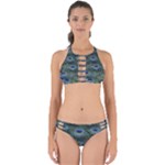 Peacock Feathers Details Perfectly Cut Out Bikini Set