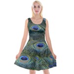 Peacock Feathers Details Reversible Velvet Sleeveless Dress