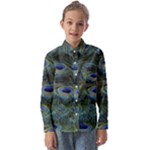 Peacock Feathers Details Kids  Long Sleeve Shirt