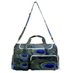 Peacock Feathers Details Sports Gym Duffle Bag with Shoe Compartment