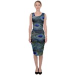 Peacock Feathers Details Sleeveless Pencil Dress