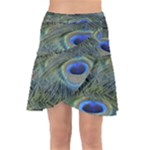 Peacock Feathers Details Wrap Front Skirt