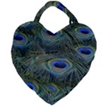 Peacock Feathers Details Giant Heart Shaped Tote