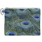 Peacock Feathers Details Canvas Cosmetic Bag (XXL)