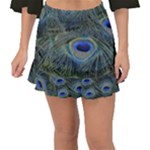 Peacock Feathers Details Fishtail Mini Chiffon Skirt