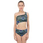 Peacock Feathers Details Spliced Up Two Piece Swimsuit