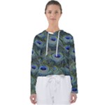 Peacock Feathers Details Women s Slouchy Sweat