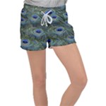 Peacock Feathers Details Women s Velour Lounge Shorts