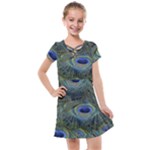 Peacock Feathers Details Kids  Cross Web Dress