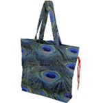 Peacock Feathers Details Drawstring Tote Bag